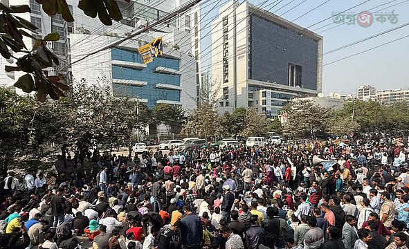 Read more about the article পোস্টাল ব্যালট ইস্যুতে বৈষম্যের অভিযোগ তুলে ইসির সামনে অবস্থান ছাত্রদলের